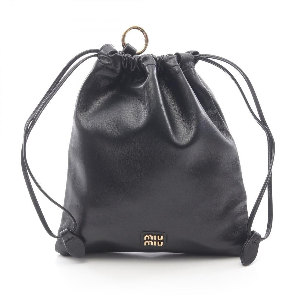 Miu Miu NAPPA Pouch Clutch Bag Leather Black